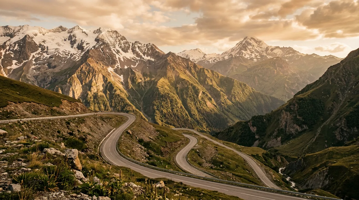 Военно-Грузинская дорога с видом на горы Кавказа
