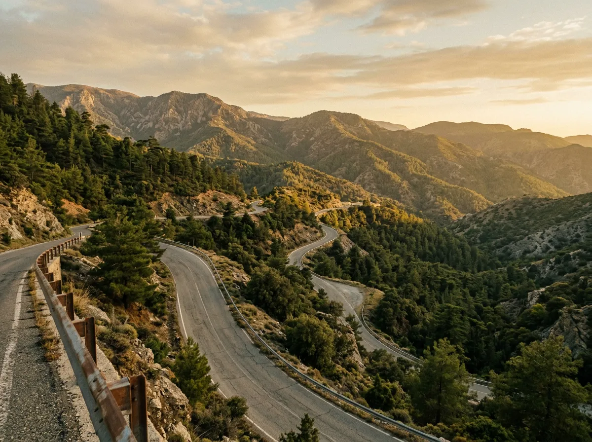 Узкая горная дорога в Троодосе