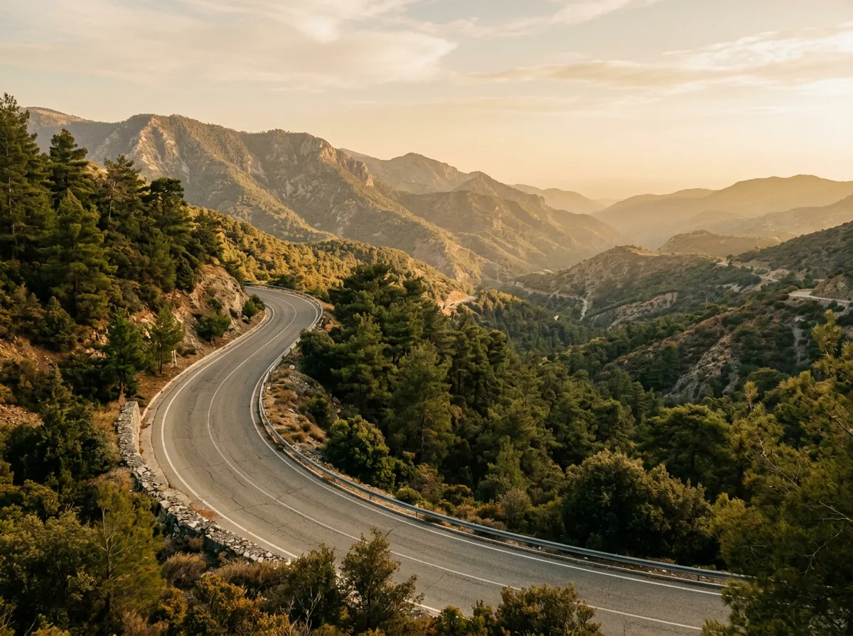 Кипрская горная дорога в районе Троодос