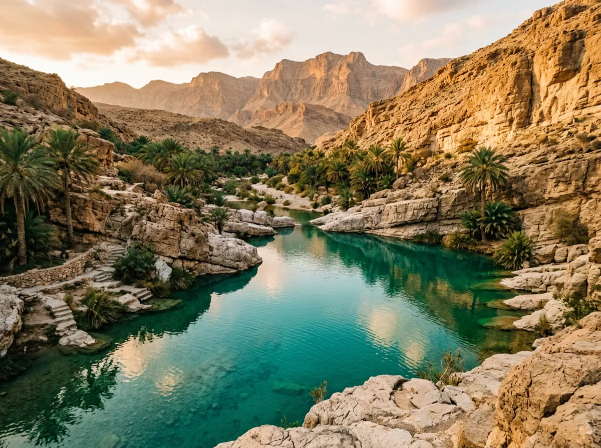 Бирюзовый бассейн вади Бани Халид
